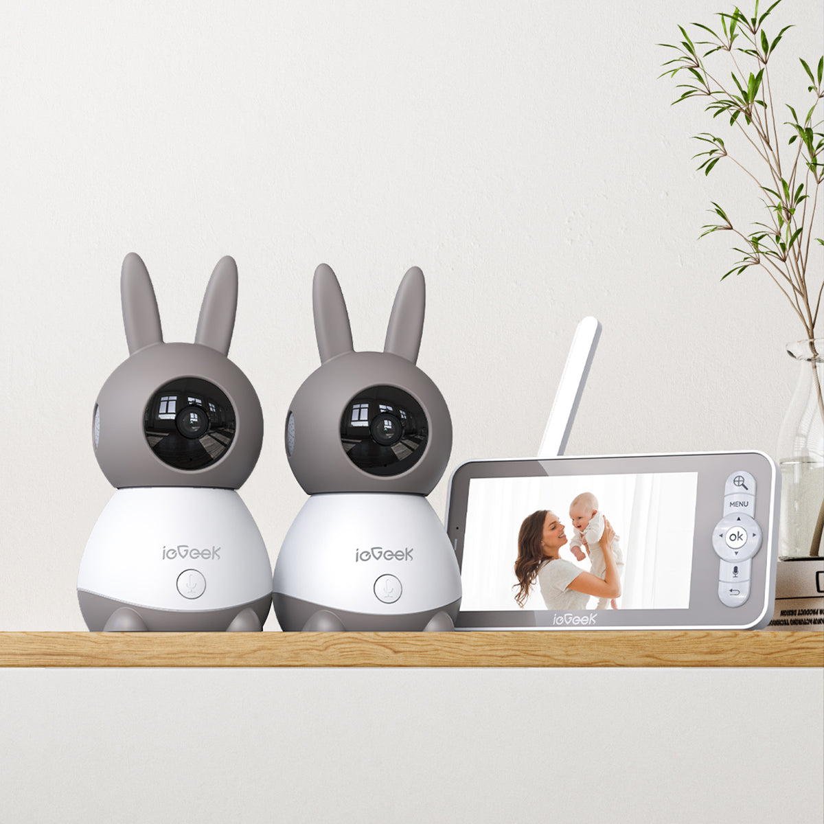 2K AI Baby Monitor with 5" LCD Screen & Humidity Alerts