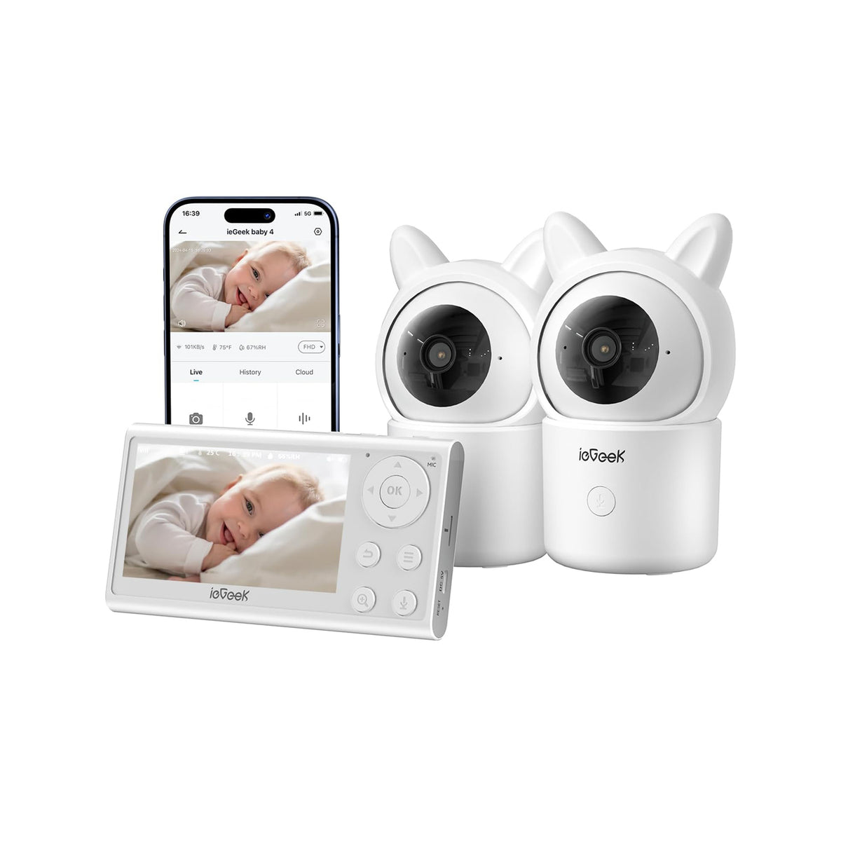 iegeek Baby 4 video monitor kit (1 screen + 2 cameras)