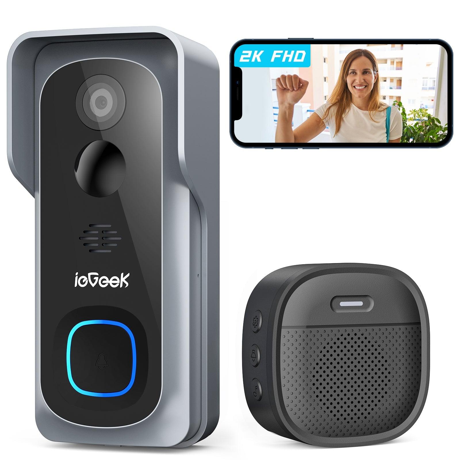 Secure 360 Doorbell Camera IeGeek Bell J1 2K Video Doorbell Camera